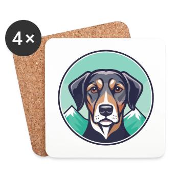 Mountain Cur Hund Rasse Cartoon Kawaii Clipart Haustier - Untersetzer (4er-Set) - Weiß - Vorne