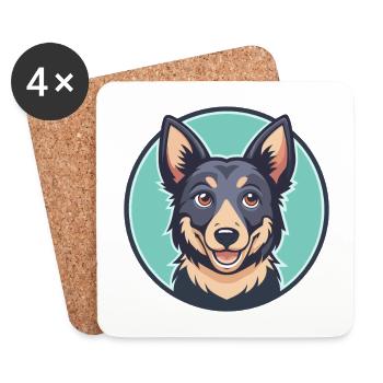 Mudi Chien Race Dessin Animé Kawaii Clipart Illustration - Dessous de verre (lot de 4) - blanc - Devant