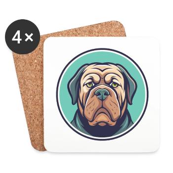 Dogue napolitain Chien race dessin animé Kawaii - Dessous de verre (lot de 4) - blanc - Devant
