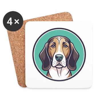 Norman Hound Chien Race Dessin animé Kawaii Clipart Animal de compagnie - Dessous de verre (lot de 4) - blanc - Devant