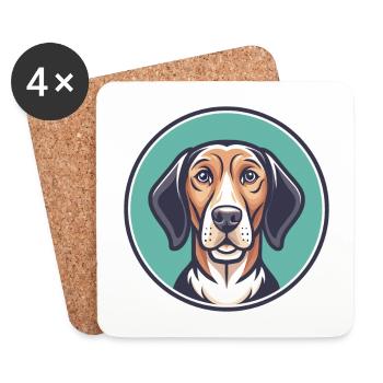 Norwegischer Windhund Dunker Hunderasse Karikatur Kawaii - Untersetzer (4er-Set) - Weiß - Vorne