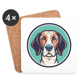 Old Spanish Pointer Dog Breed Funny Cartoon Kawaii - Coasters (set of 4) - white - Front