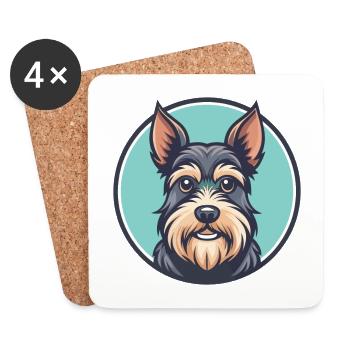 Paisley Terrier Chien Race Dessin animé Kawaii Clipart - Dessous de verre (lot de 4) - blanc - Devant