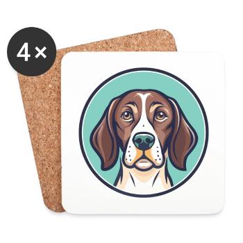 Portuguese Pointer Dog Breed Cartoon Kawaii - Coasters (set of 4) - white - Front