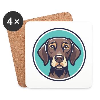 Pudelpointer Dog Breed Cartoon Kawaii Clipart Pet - Coasters (set of 4) - white - Front