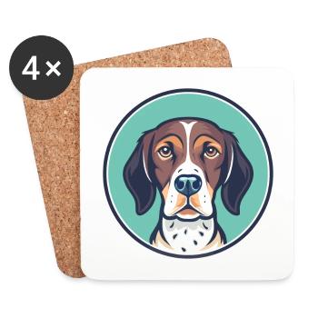 Alt Dänisch Pointer Hund Rasse Karikatur Kawaii - Untersetzer (4er-Set) - Weiß - Vorne
