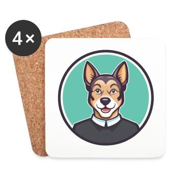 Pasteur Garafiano Race Chien Dessin animé Kawaii Clipart - Dessous de verre (lot de 4) - blanc - Devant
