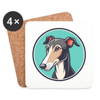 Polnischer Windhund Hunderasse Cartoon Kawaii Clipart - Untersetzer (4er-Set) - Weiß - Vorne