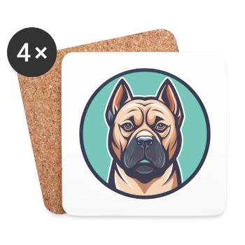 Presa Canario Chien Race Dessin animé Kawaii Clipart Animal de compagnie - Dessous de verre (lot de 4) - blanc - Devant
