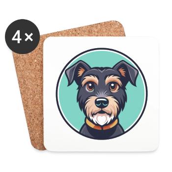 Patterdale Terrier Dog Breed Cartoon Kawaii - Coasters (set of 4) - white - Front
