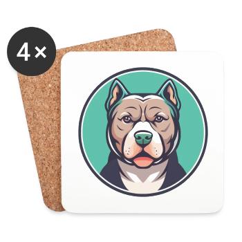Pitbull Chien Race Dessin Animé Personnage Kawaii Clipart - Dessous de verre (lot de 4) - blanc - Devant