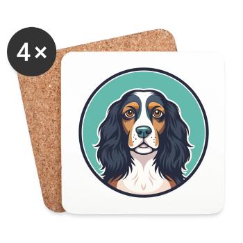 Picardy Spaniel Dog Breed Cartoon Kawaii Clipart - Coasters (set of 4) - white - Front