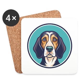 Poitevin Chien Chien Race Dessin Animé Kawaii Clipart - Dessous de verre (lot de 4) - blanc - Devant