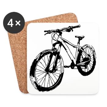 Cyclist Drawing - Coasters (set of 4) - white - Front