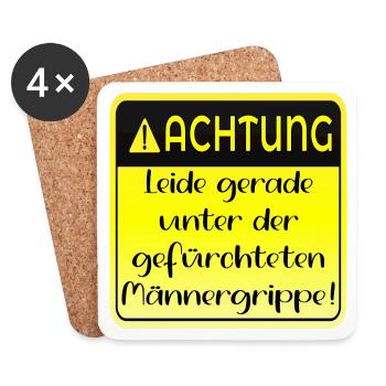 MÄNNERGRIPPE HUMOR - KRANK - Untersetzer (4er-Set) - Weiß - Vorne