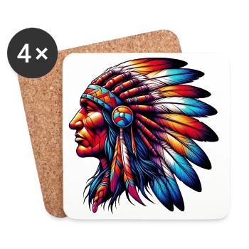 Amérindien Américain - Dessous de verre (lot de 4) - blanc - Devant
