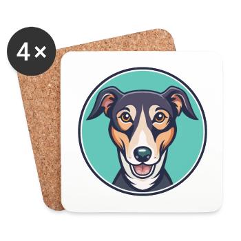 Rajapalayam Dog Breed Funny Cartoon Kawaii Clipart - Coasters (set of 4) - white - Front