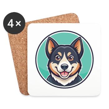 Rache Hund Rasse Cartoon Kawaii Clipart Tier Haustier - Untersetzer (4er-Set) - Weiß - Vorne