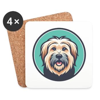chien de berger des Pyrénées race de chien dessin animé Kawaii Clipart - Dessous de verre (lot de 4) - blanc - Devant