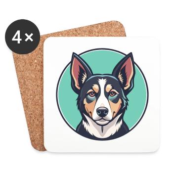 Russian Harlequin Hound Dog Breed Cartoon Kawaii - Coasters (set of 4) - white - Front