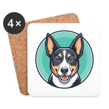 Saint Miguel Bovin Chien Race Drôle Dessin Animé Kawaii - Dessous de verre (lot de 4) - blanc - Devant