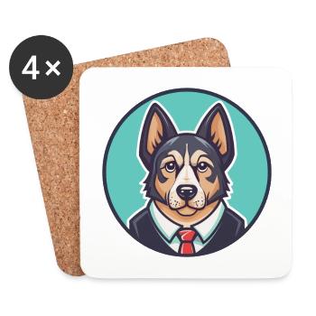 Schillertovare, Hunderasse, Karikatur, Kawaii, Clipart - Untersetzer (4er-Set) - Weiß - Vorne