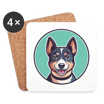 Sapsali Dog Breed Cartoon Character Kawaii Clipart - Coasters (set of 4) - white - Front