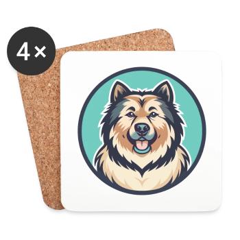 Sarplaninac Dog Breed Funny Cartoon Kawaii Clipart - Coasters (set of 4) - white - Front