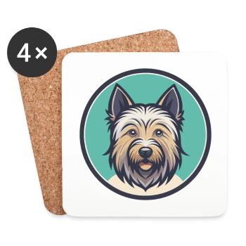 Skye Terrier Chien Race Dessin animé Kawaii Clipart Animal de compagnie - Dessous de verre (lot de 4) - blanc - Devant