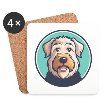 Weich beschichteter Wheaten Terrier Hund Rasse Cartoon Haustier - Untersetzer (4er-Set) - Weiß - Vorne