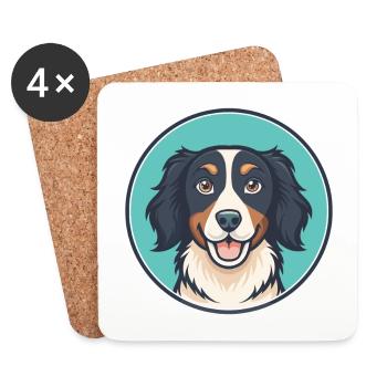 Stabyhoun Chien Race Dessin animé Kawaii Clipart Animal - Dessous de verre (lot de 4) - blanc - Devant