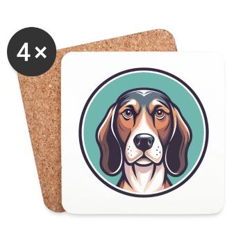 Vanjari Hound Chien Race Dessin animé Kawaii Clipart Animal de compagnie - Dessous de verre (lot de 4) - blanc - Devant