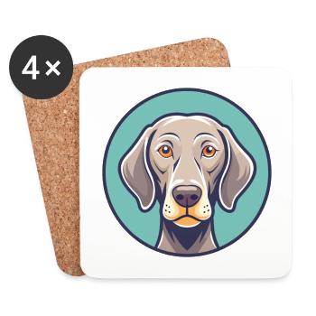 Weimaraner Hund Rasse Cartoon Kawaii Clipart Tier - Untersetzer (4er-Set) - Weiß - Vorne