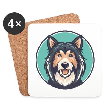 South Russian Ovcharka Dog Breed Cartoon Kawaii - Coasters (set of 4) - white - Front
