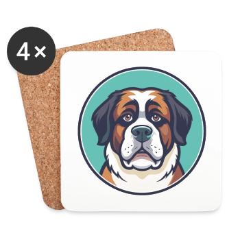 St Bernard Chien Race Dessin Animé Kawaii Clipart Animal - Dessous de verre (lot de 4) - blanc - Devant