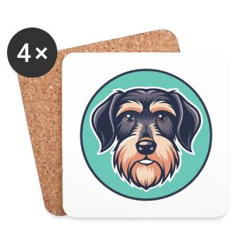 Wirehaired Dachshund Dog Breed Cartoon Kawaii Pet - Coasters (set of 4) - white - Front