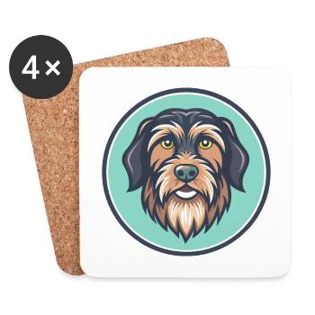 Drahthaar Pointing Griffon Hund Rasse Cartoon Haustier - Untersetzer (4er-Set) - Weiß - Vorne