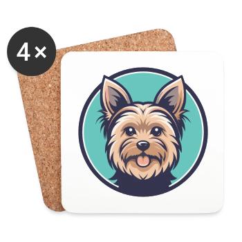 Yorkshire Terrier Dog Breed Cartoon Kawaii Clipart - Coasters (set of 4) - white - Front