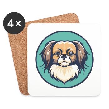Tibetischer Spaniel Hund Rasse Cartoon Kawaii Clipart - Untersetzer (4er-Set) - Weiß - Vorne