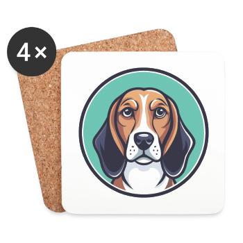Welsh Hound Dog Breed Funny Cartoon Kawaii Clipart - Coasters (set of 4) - white - Front