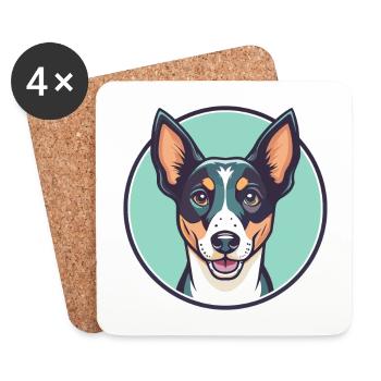 Treeing Feist Dog Breed Cartoon Kawaii Clipart Pet - Coasters (set of 4) - white - Front