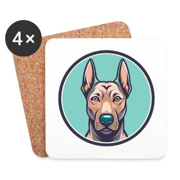 Thai Ridgeback Hund Rasse Cartoon Kawaii Clipart - Untersetzer (4er-Set) - Weiß - Vorne