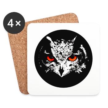 Eagle owl scary - Coasters (set of 4) - white - Front