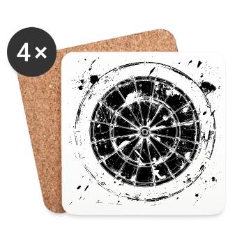 Dessin de jeu de fléchettes - Dessous de verre (lot de 4) - blanc - Devant