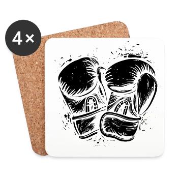 Boxhandschuhe - Untersetzer (4er-Set) - Weiß - Vorne