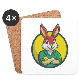 Lapin Mignon Kawaii Dessin animé Clipart Animal de compagnie - Dessous de verre (lot de 4) - blanc - Devant