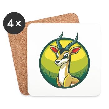 Antilope Niedliche Kawaii Cartoon Clipart Haustier Tier - Untersetzer (4er-Set) - Weiß - Vorne