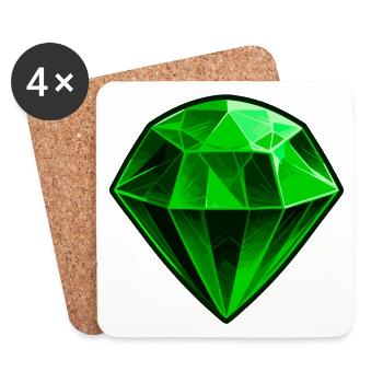 Précieuse pierre précieuse émeraude verte - Dessous de verre (lot de 4) - blanc - Devant