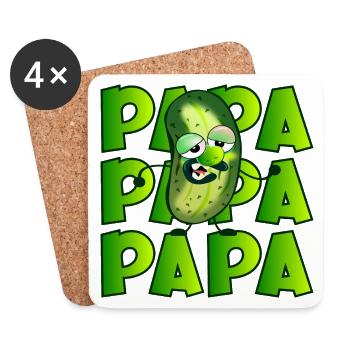 PAPA MÜDE - GURKENSALAT GURKEN GEWÜRZGURKEN - Untersetzer (4er-Set) - Weiß - Vorne