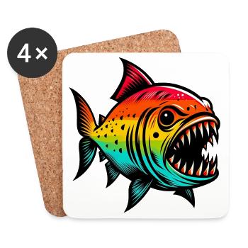 Piranha - Coasters (set of 4) - white - Front